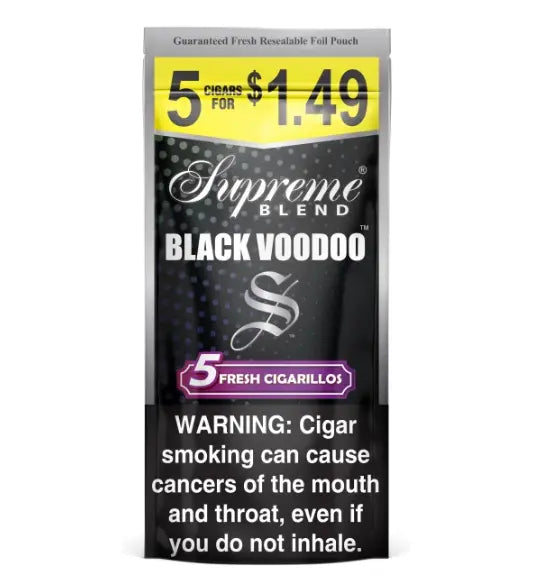 SUPREME CIGARILLO 5/$1.49 BLACK VOODOO 15/5 PK