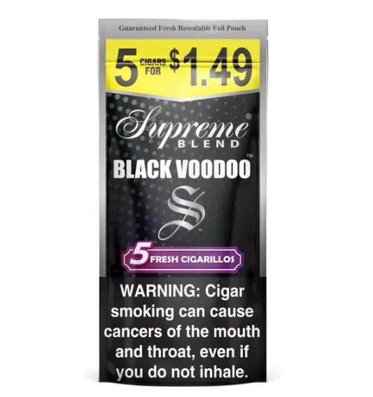 SUPREME CIGARILLO 5/$1.49 BLACK VOODOO 15/5 PK