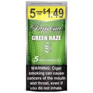 SUPREME CIGARILLO 5/$1.49 GREEN HAZE 15/5 PK