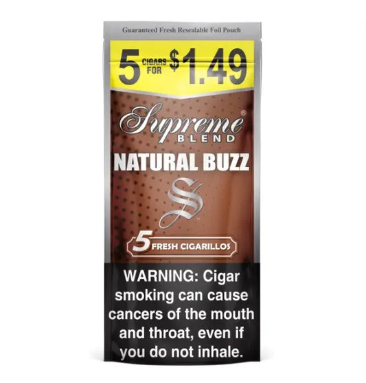 SUPREME CIGARILLO 5/$1.49 NATURAL BUZZ 15/5 PK