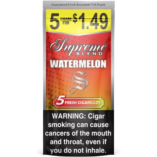SUPREME CIGARILLO 5/$1.49 WATERMELON 15/5 PK