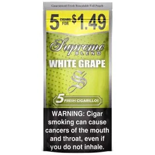 SUPREME CIGARILLO 5/$1.49 WHITE GRAPE 15/5 PK