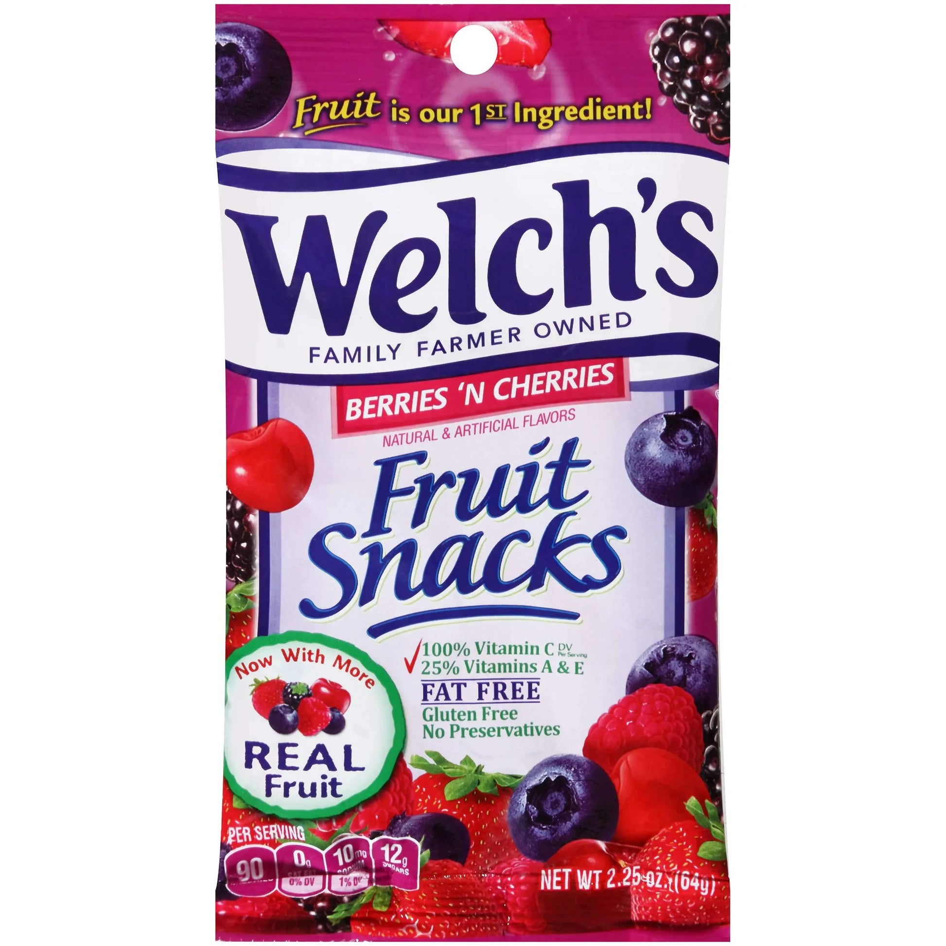 WELCH'S FRUIT SNACK BERRIES N CHERRIES 2.25OZ/48CT