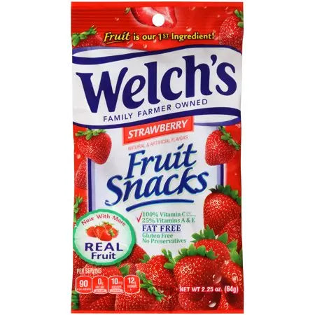 WELCH'S FRUIT SNACKS STRAWBERRY 2.25OZ/48CT