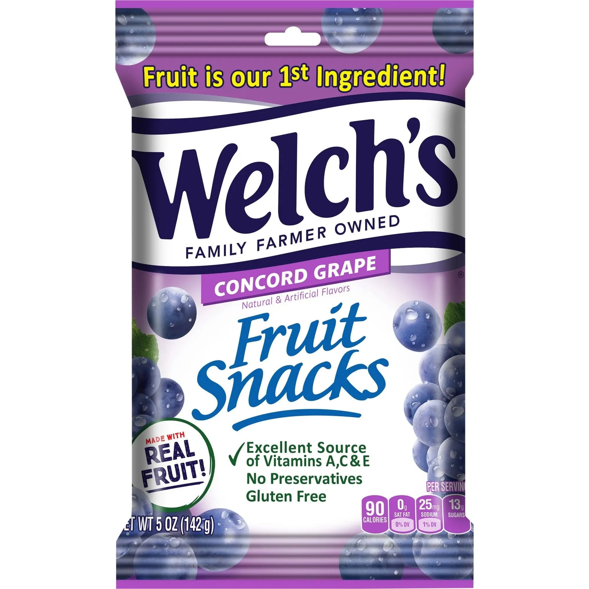 WELCHS FRUIT SNACKS CONCORD GRAPE 5OZ/12CT