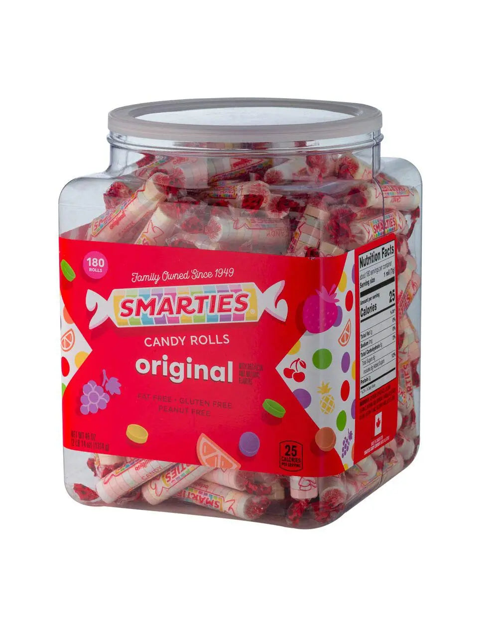 SMARTIES CANDY ROLLS JAR 180 CT