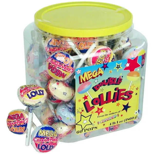 SMARTIES MEGA DOUBLE LOLLIES JAR 60CT