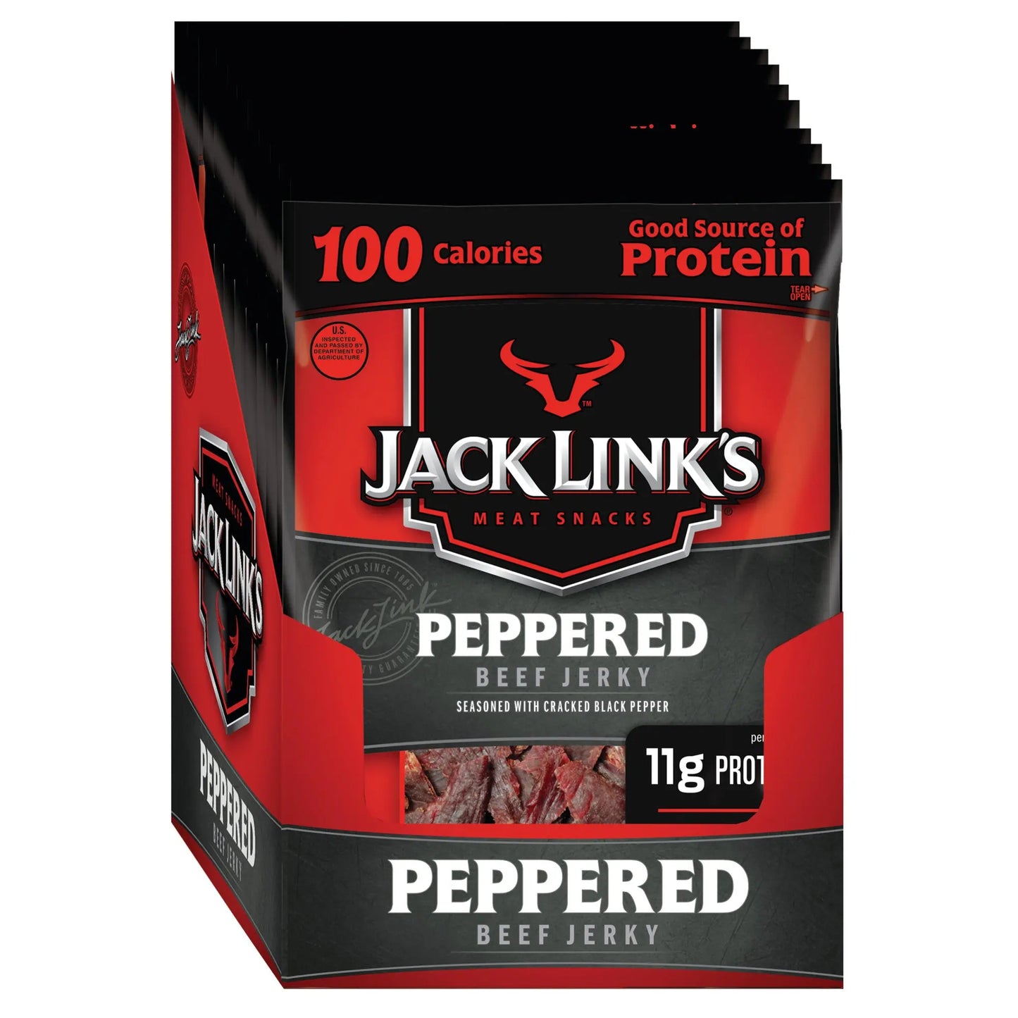 JK BEEF JERKY PEPPERED BAGS 10/1.5 OZ