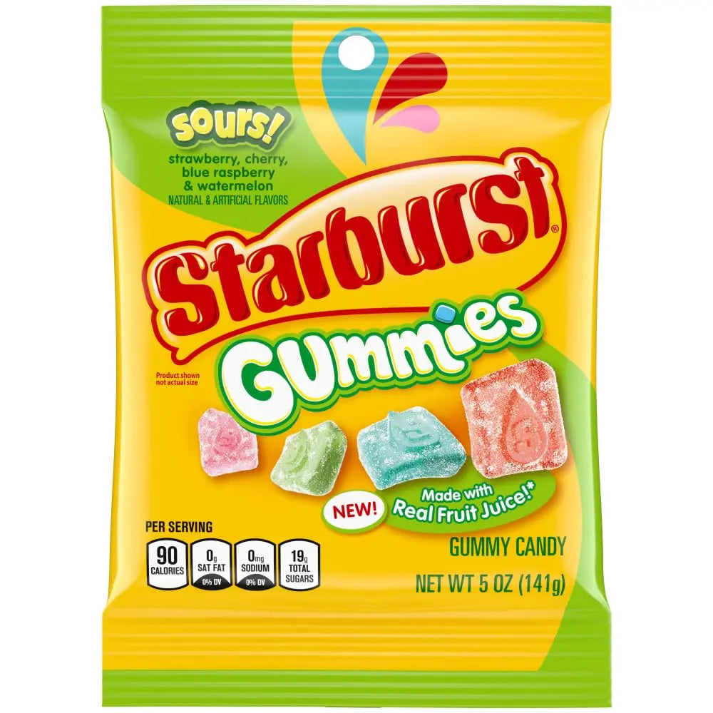 PEG STARBURST GUMMIES SOUR 6/5 OZ