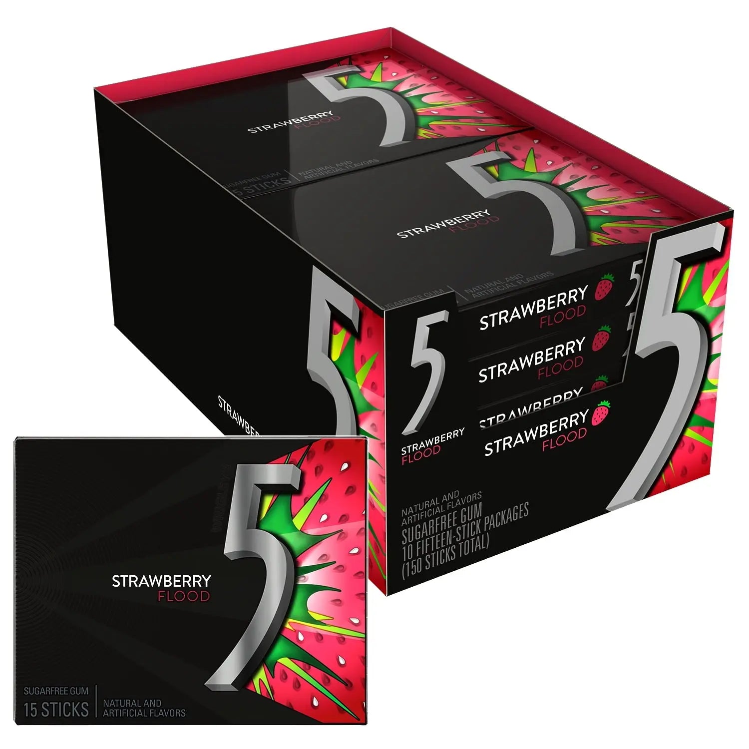 FIVE GUM SOUR STRAWB FLOOD 10CT