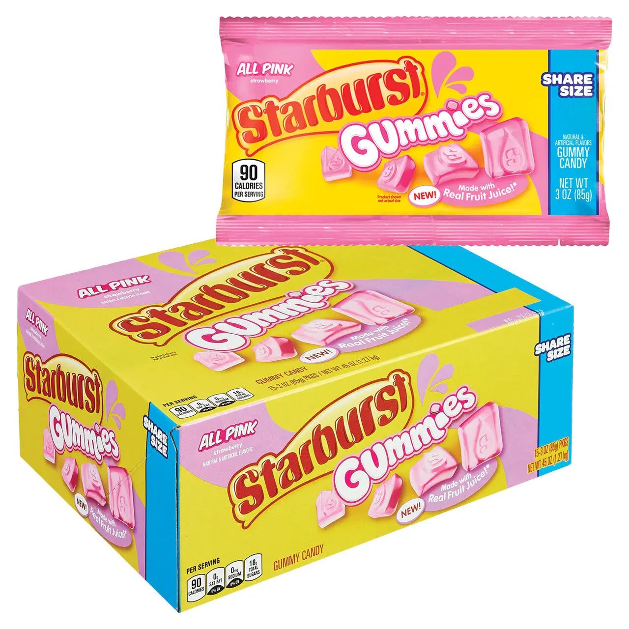 KS STARBURST GUMMIES ALL PINK 15 CT