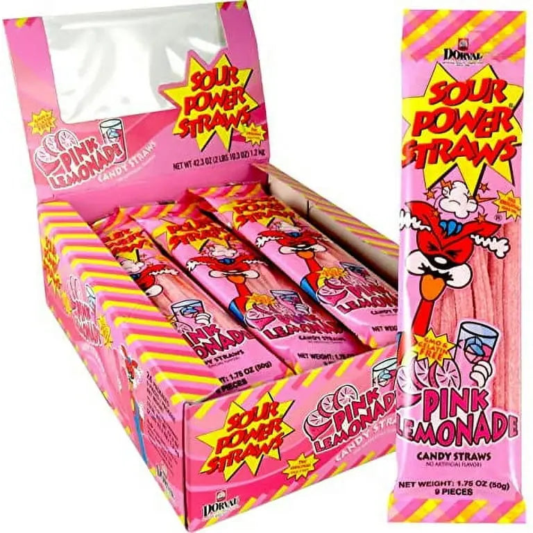 SOUR POWER STRAWS PINK LMNDE 24CT