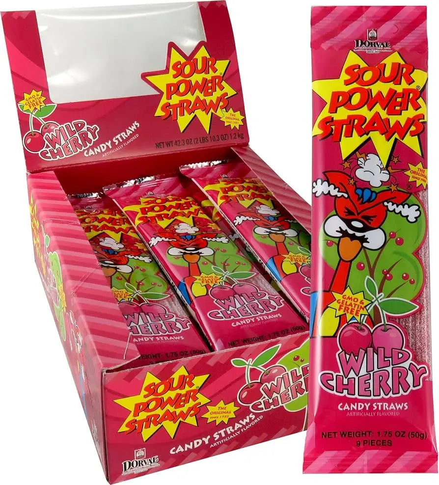 SOUR POWER STRAWS WILD CHERRY 24CT