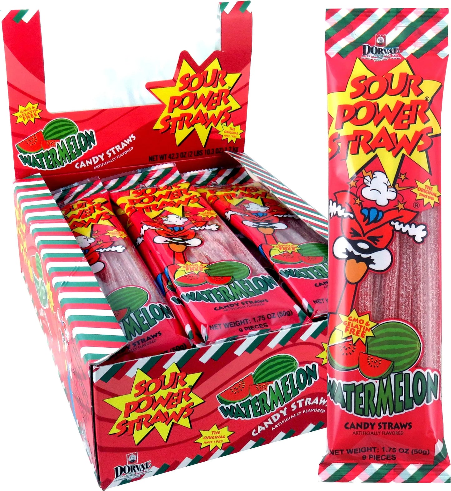 SOUR POWER STRAWS WATERMELON 24CT