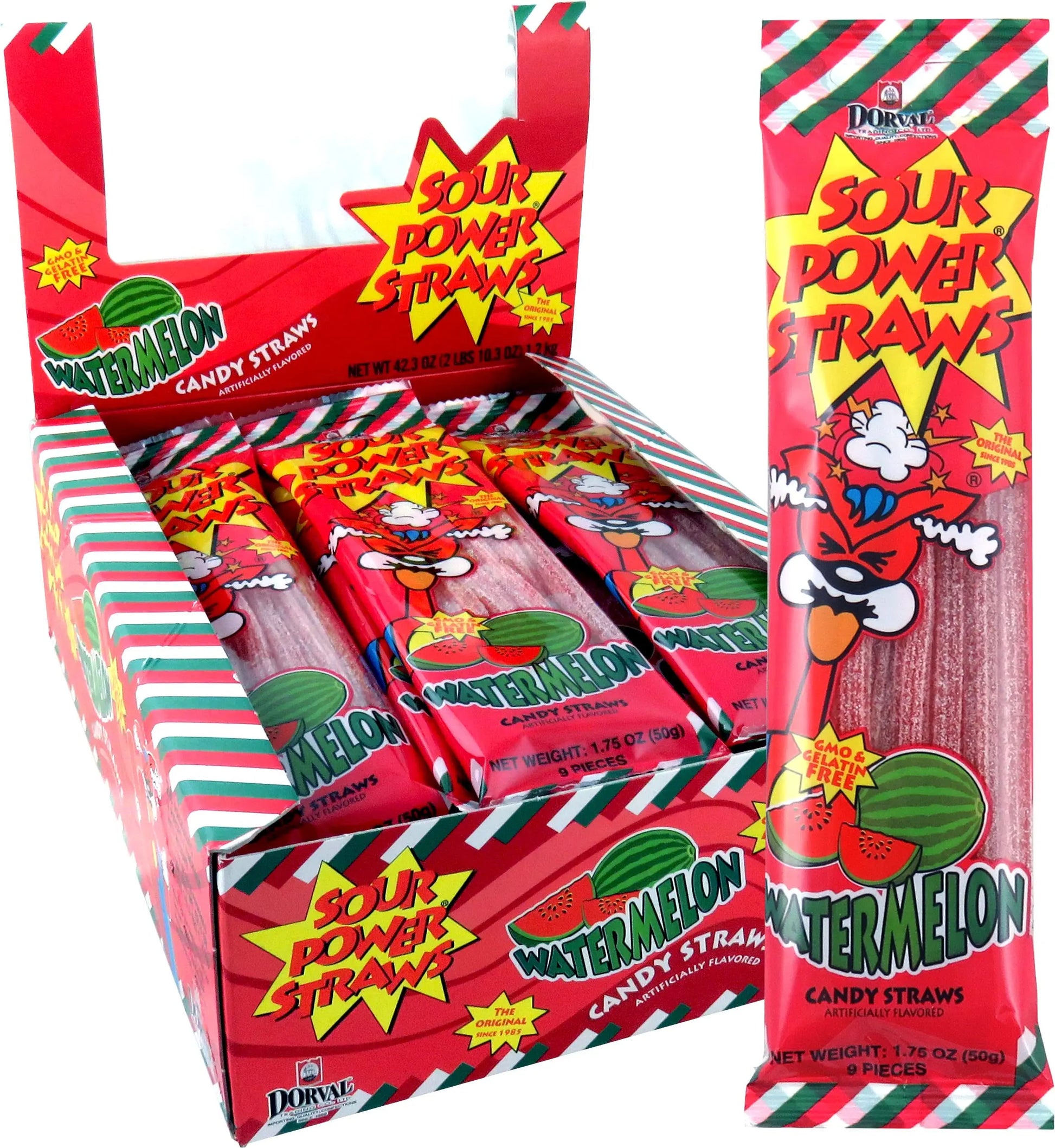 SOUR POWER STRAWS WATERMELON 24CT