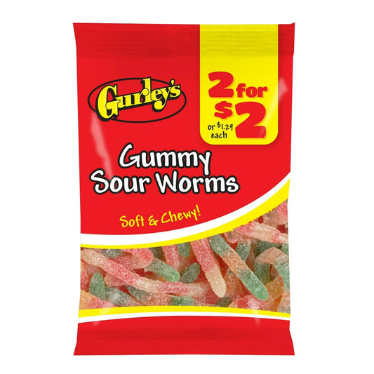 GURLEY'S 2/$2 -12CT Gummy Sour Worms