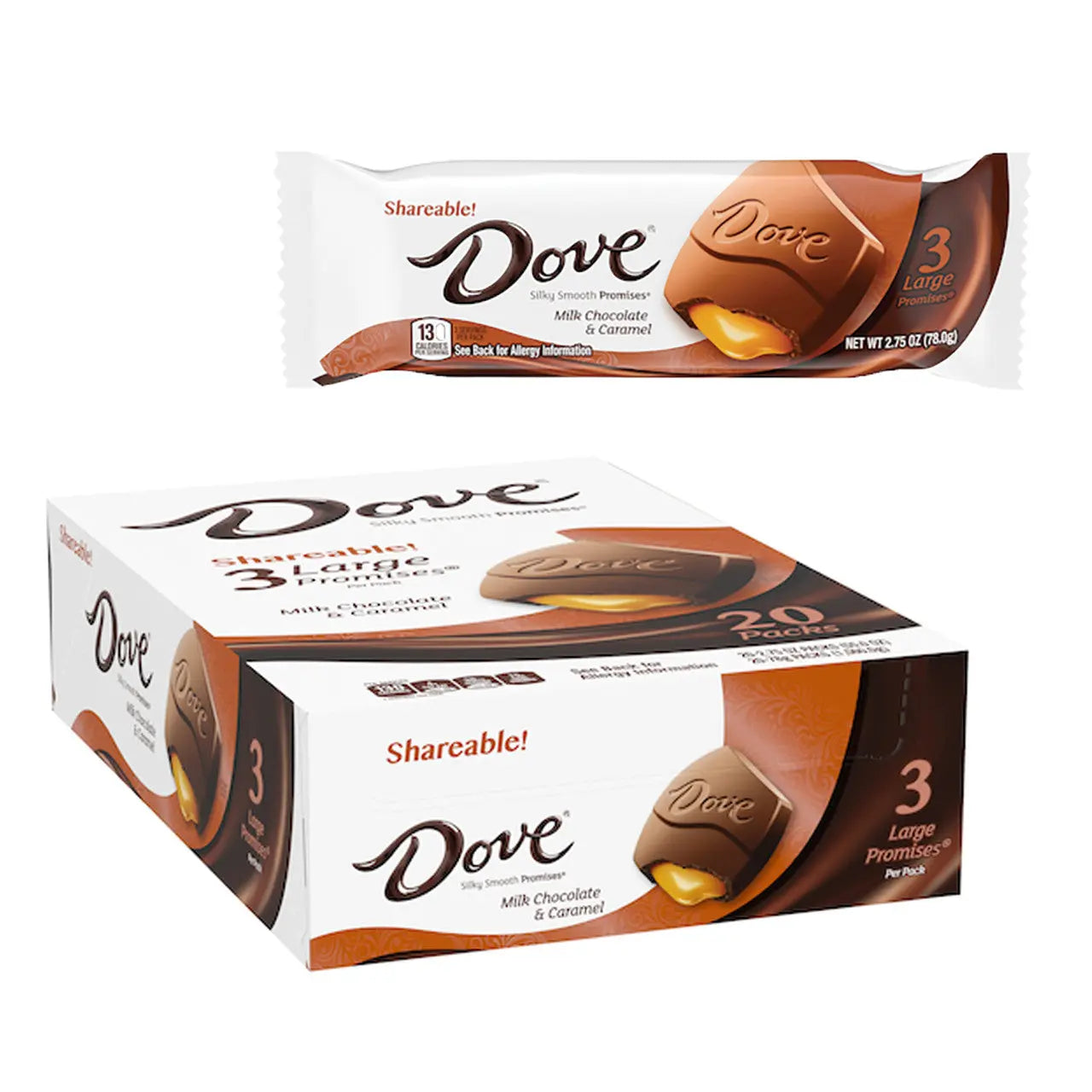 KS DOVE MILK CHOC CARAMEL 20CT