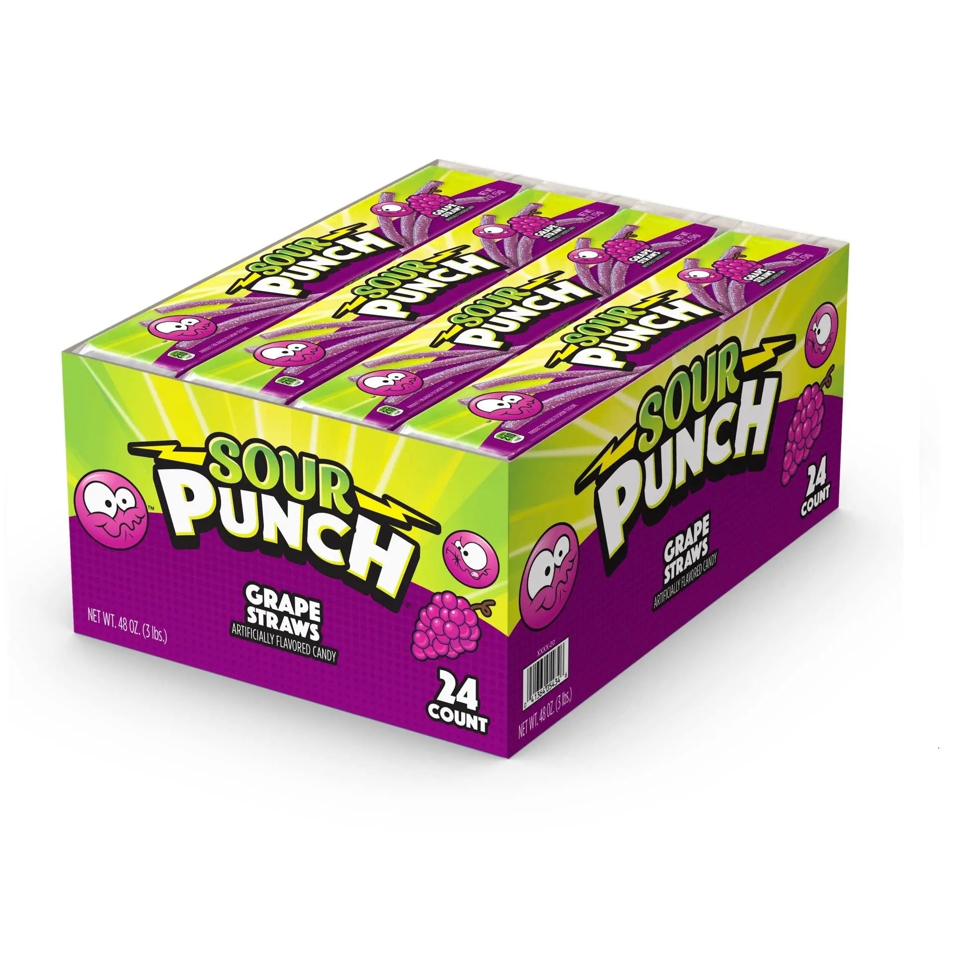 SOUR PUNCH STRAWS GRAPE 24CT