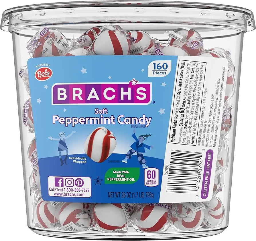 BRACH'S SOFT PEPPERMINT TUB 160CT