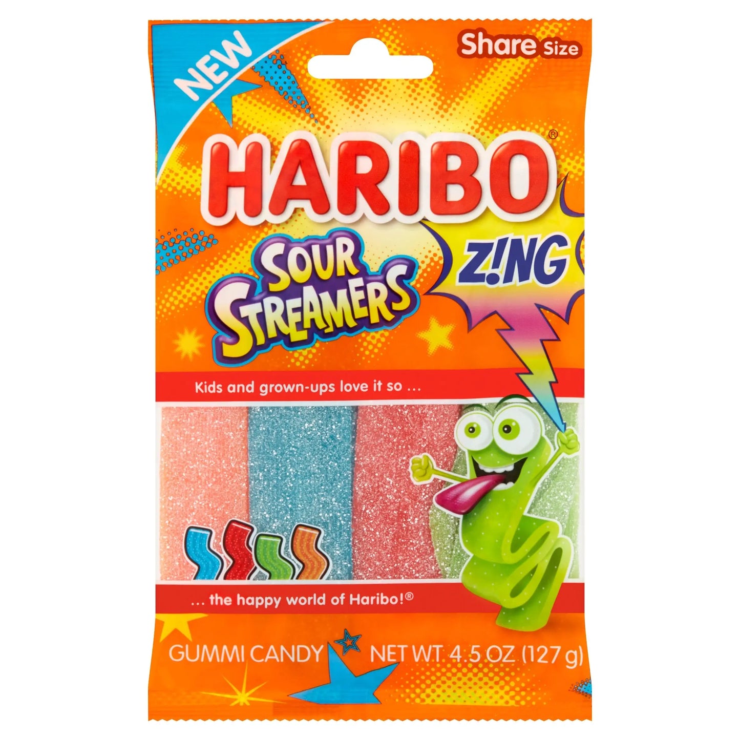 PEG HARIBO Z!NG SOUR STREAMERS 6/5 OZ