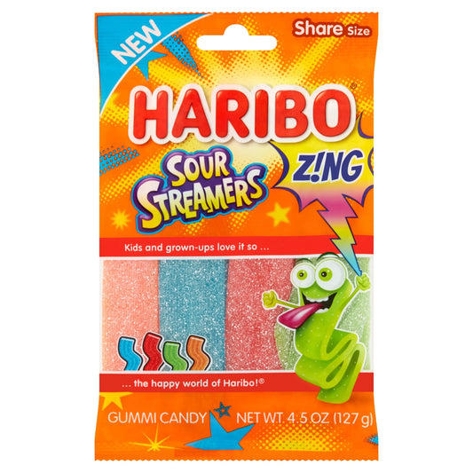 PEG HARIBO Z!NG SOUR STREAMERS 6/5 OZ