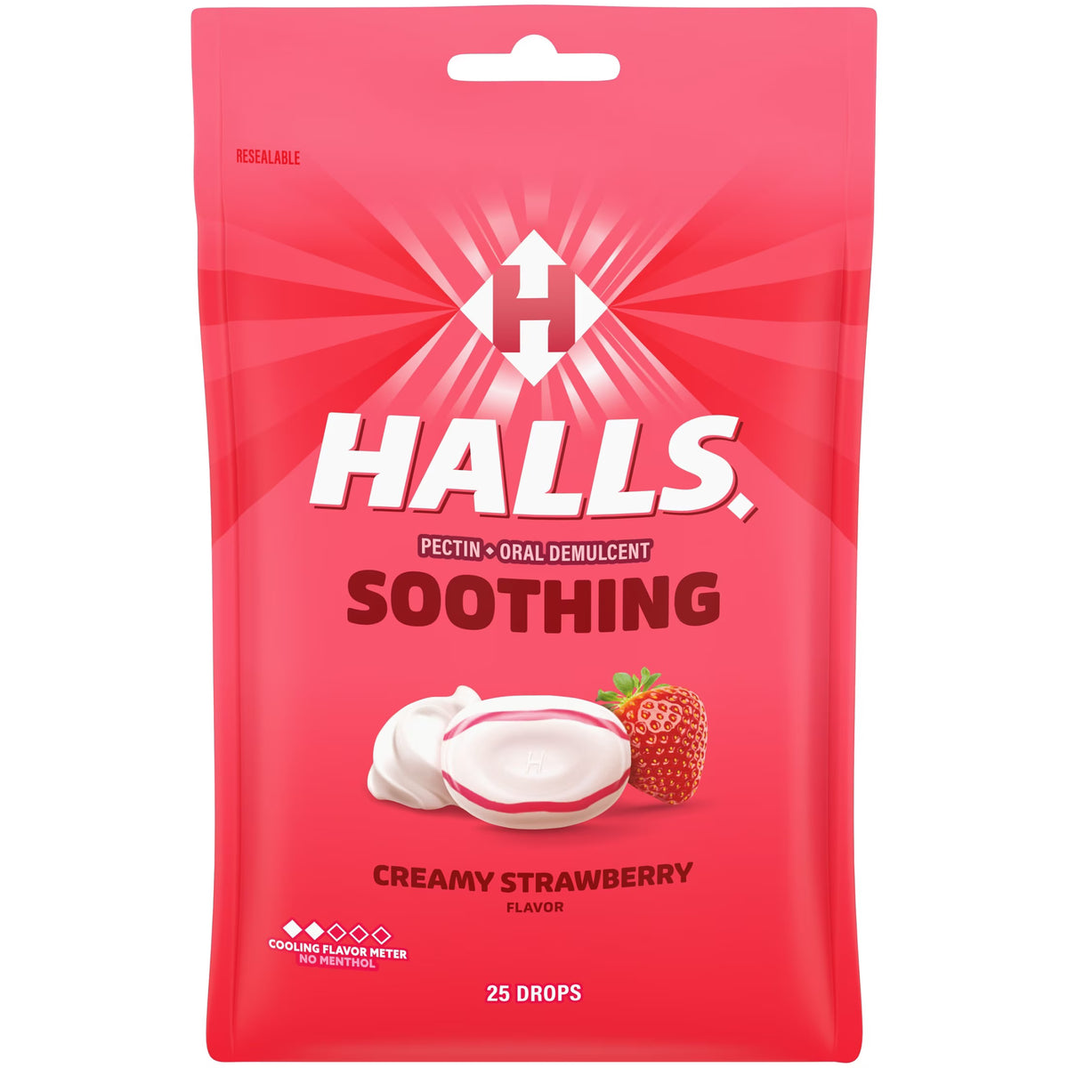 HALLS BAG CREAMY STRAWBERRY 6CT