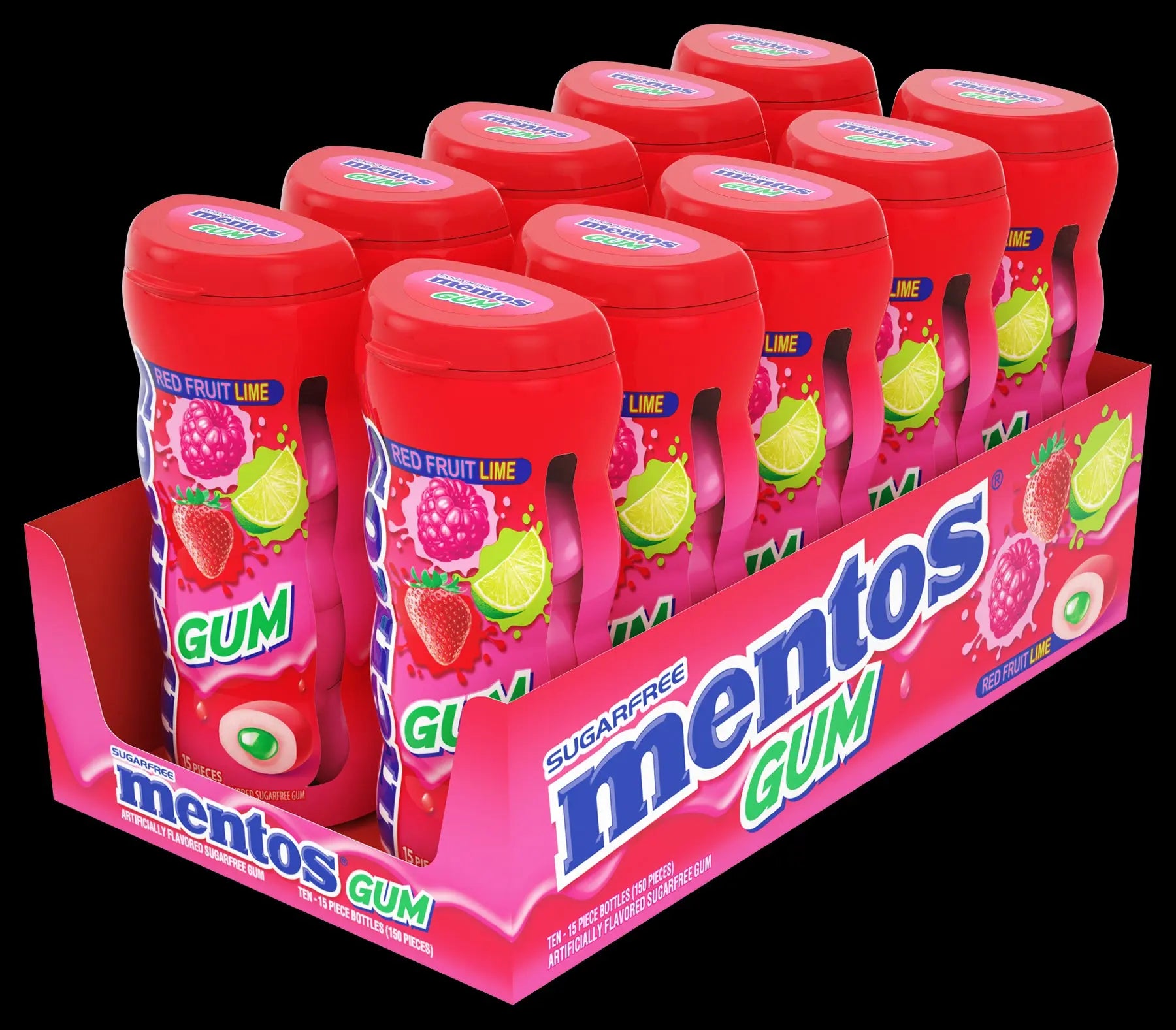 MENTOS GUM RED FRUIT LIME 10CT