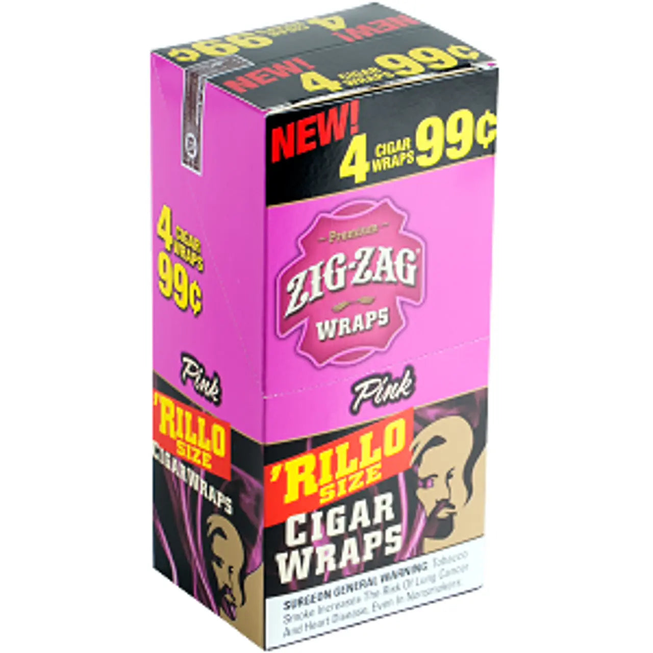 ZIG ZAG RILLOS 4PK PINK 15CT