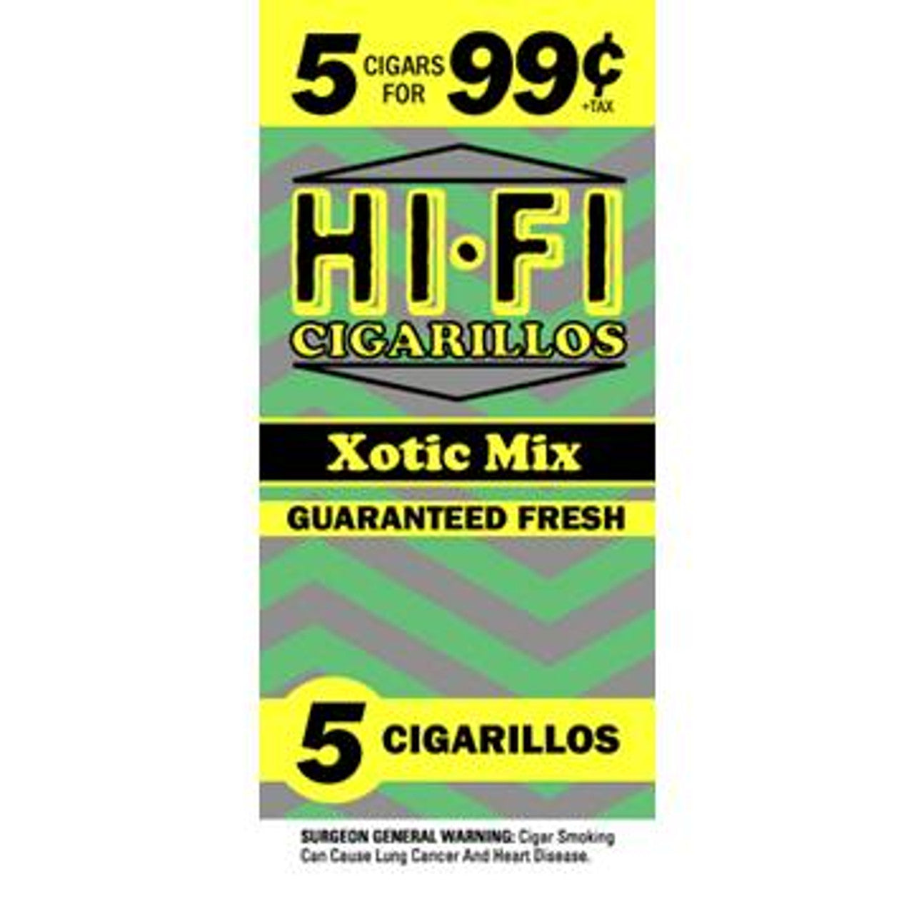 HIFI CIGARILLO 5/$1 GREEN XOTIC MIX 15/5 PK