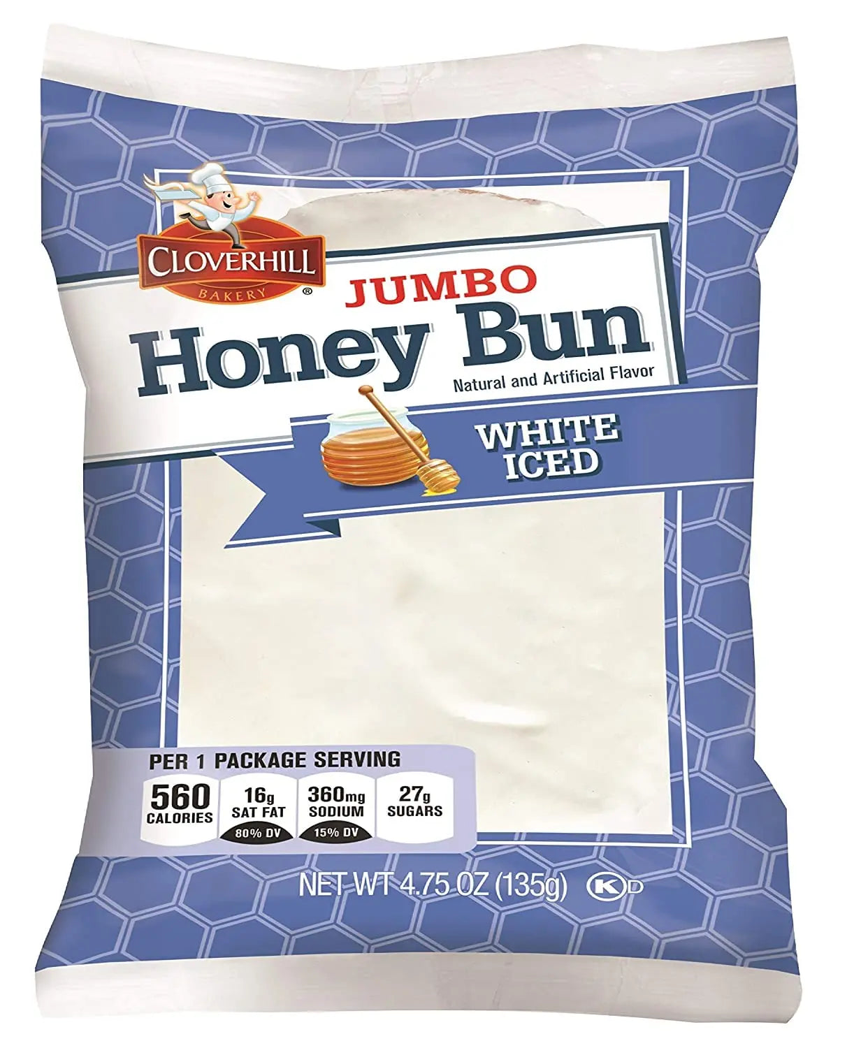 CLOVERHILL JUMBO HONEY BUN WHITE ICED 6CT