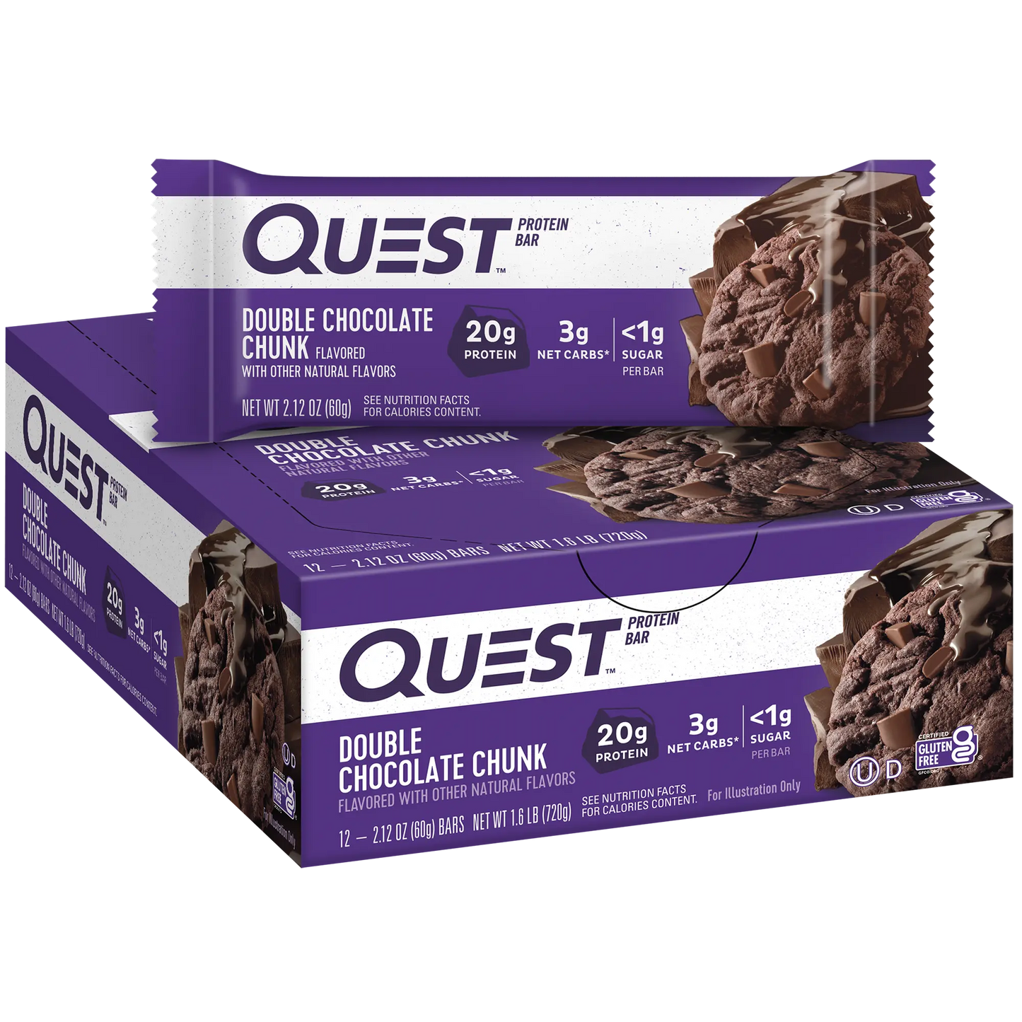 QUEST BAR DBL CHOC CHUNK 12 CT