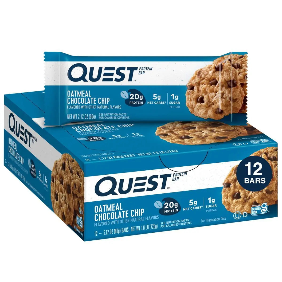 QUEST BAR OATMEAL CHOC CHIP 12CT