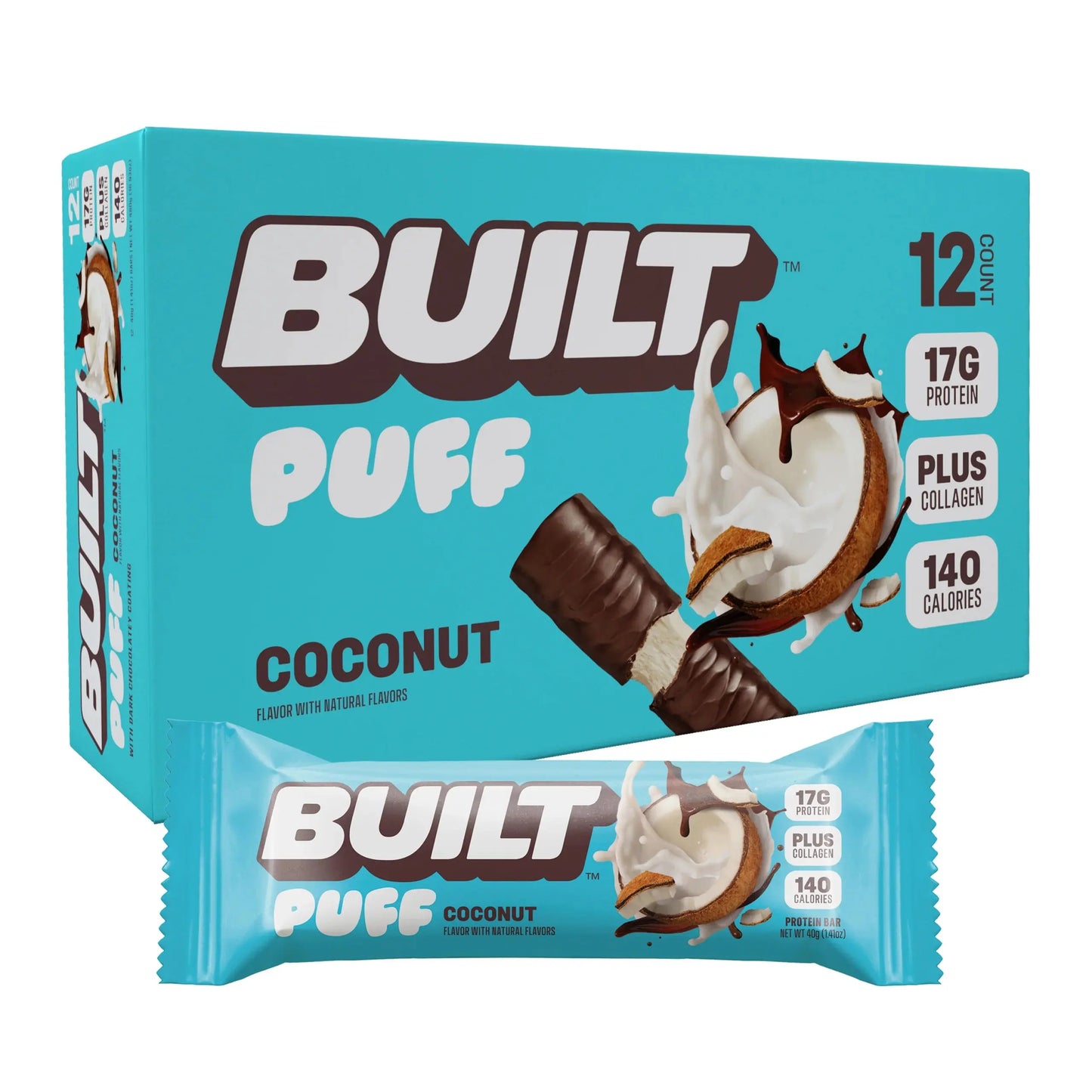 BUILT PROTEIN COCONUT PUFF 12CT
