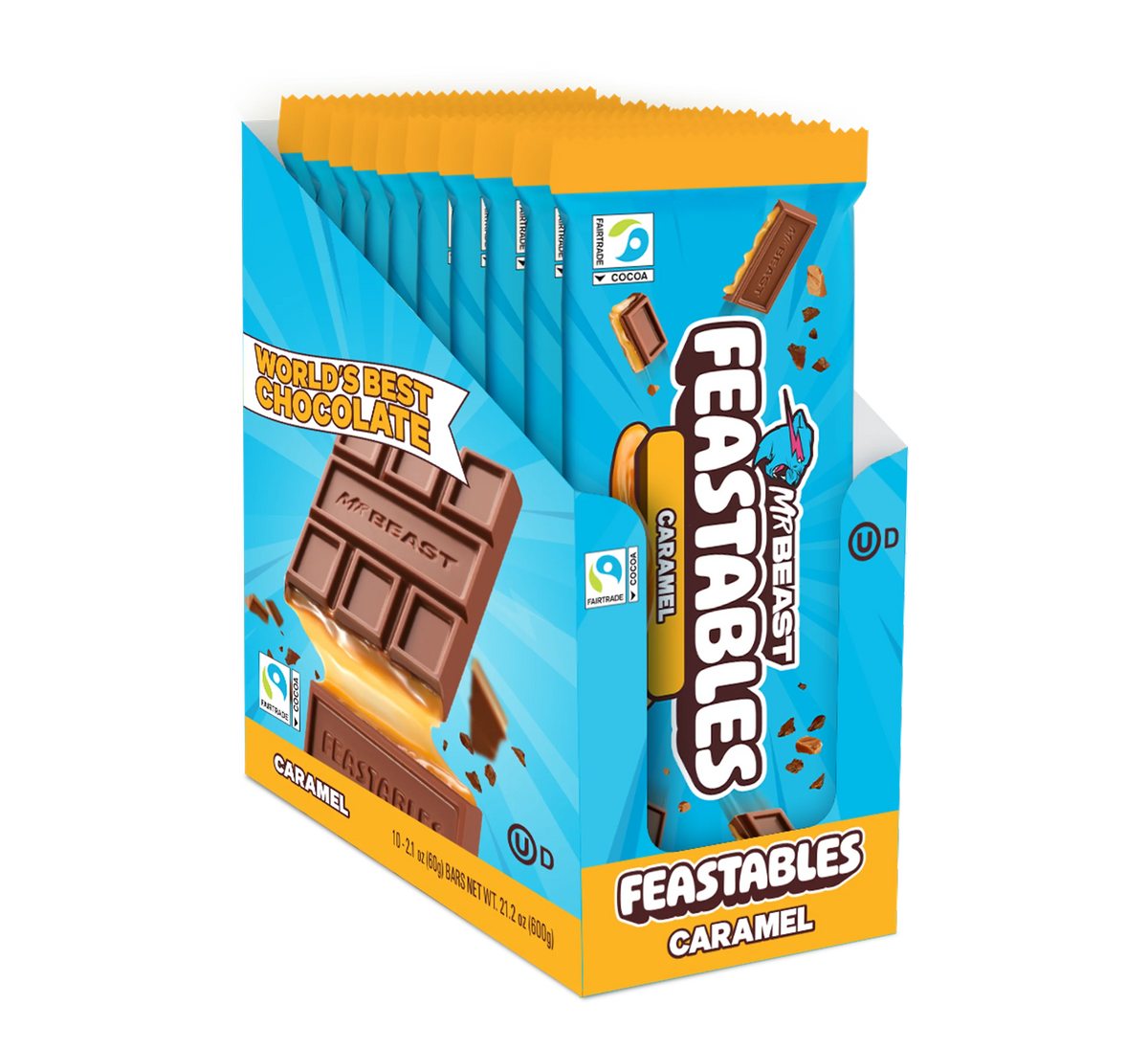 KS MR BEAST FEASTABLES CARAMEL CHOC BAR 24CT