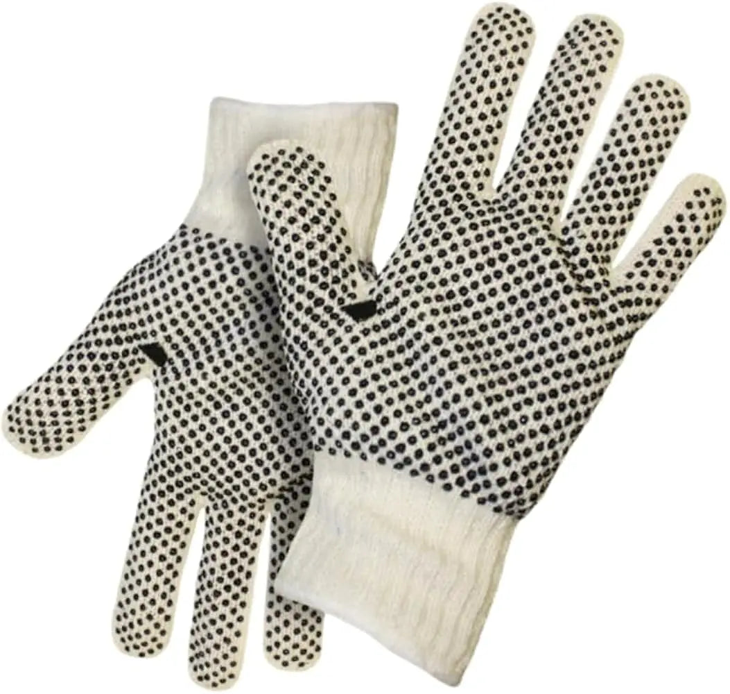 GLOVES CANVAS NATURAL W/BLACK DOTS 12CT