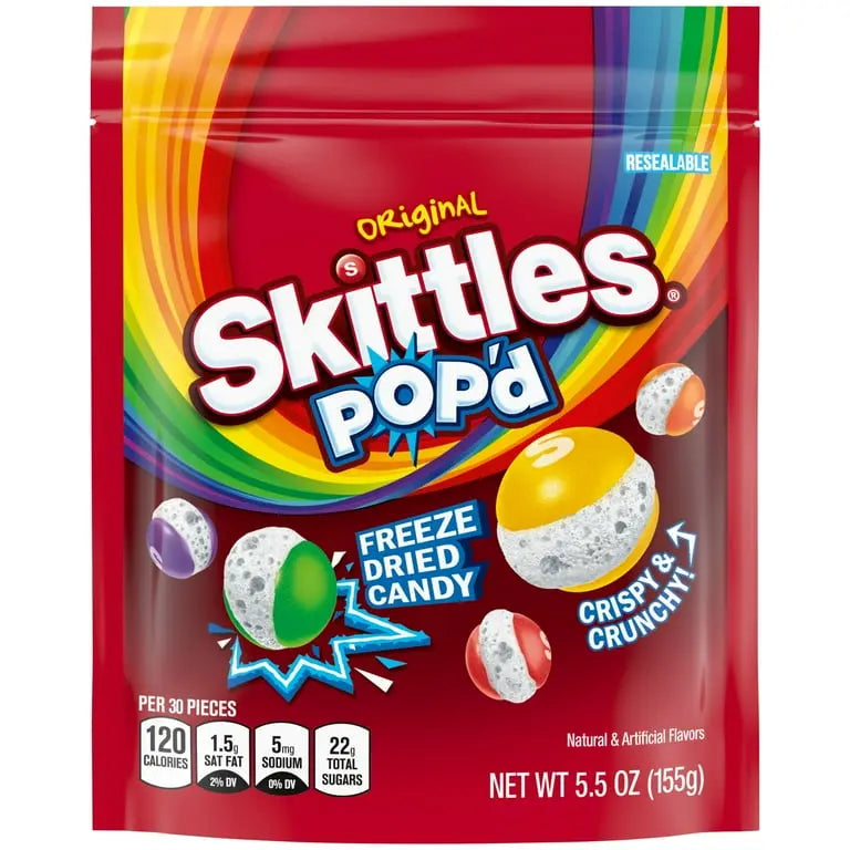 SKITTLES POP'D FREEZE DRIED CANDY 5.5OZ