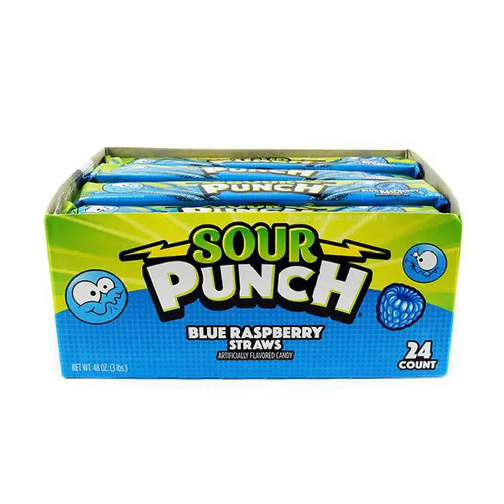 SOUR PUNCH STRAWS BLUE RASP 24CT