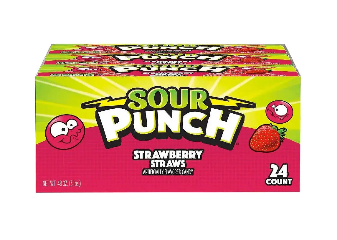 SOUR PUNCH STRAWS STRAWBERRY 24CT