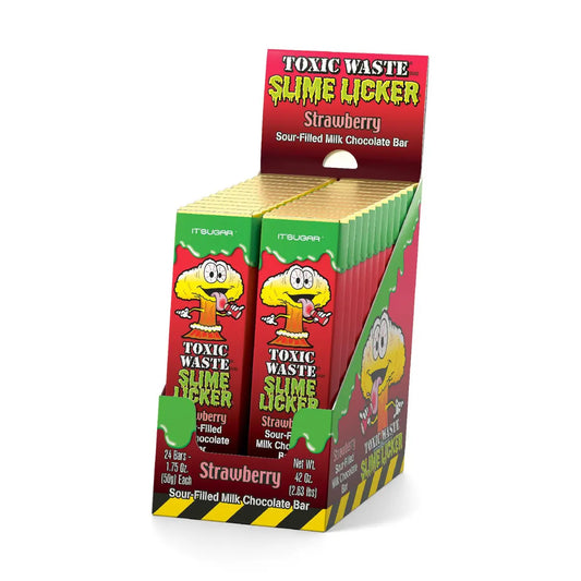 TOXIC WASTE SLIME LICKER BAR CHOC STRAWBERRY 24CT