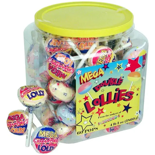 SMARTIES MEGA DOUBLE LOLLIES JAR 60CT