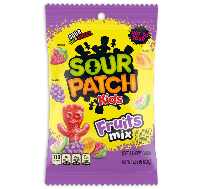 PEG SOUR PATCH KIDS FRUIT MIX SOFT CANDY 6/3OZ