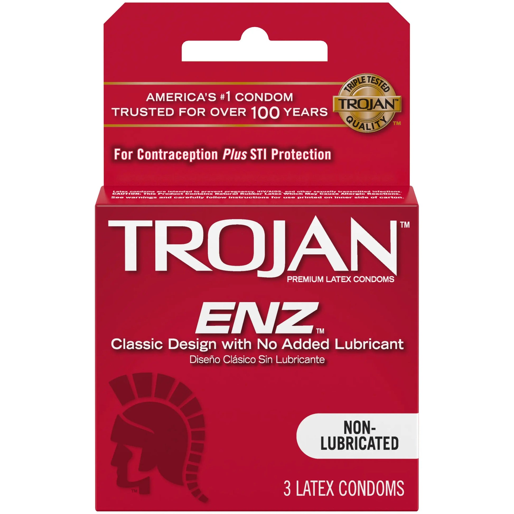 TROJAN  NON LUB REG 3'S (RED)