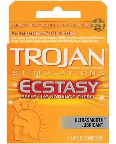 TROJAN ECSTASY RIBBED 6/3 PK