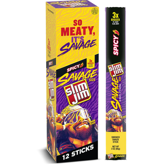 SLIM JIM SAVAGE SPICY 12CT
