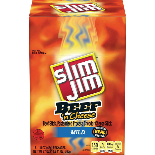 SLIM JIM BEEF & CHEESE MILD 18CT