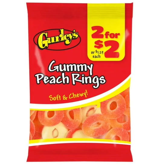 GURLEY'S 2/$2 -12CT Gummy Peach Rings