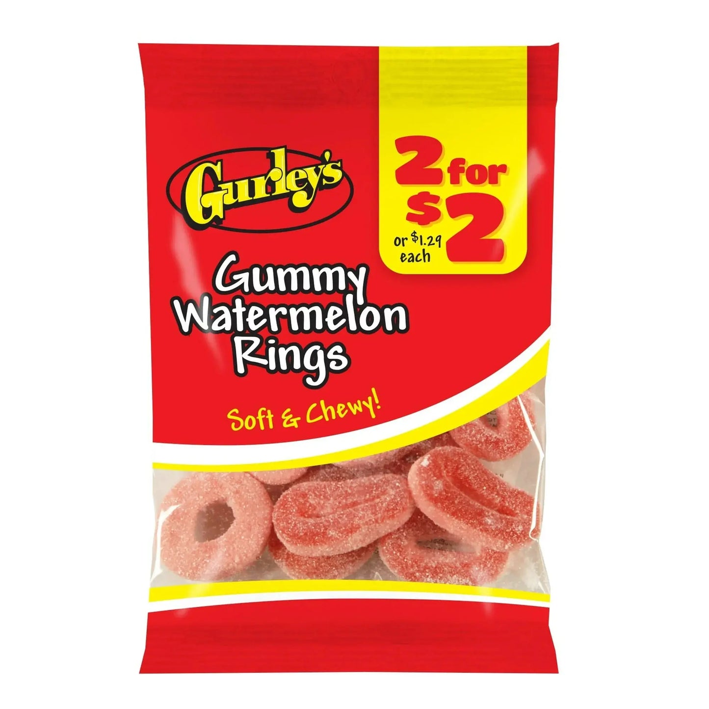 GURLEY'S 2/$2 -12CT Gummy Watermelon Rings