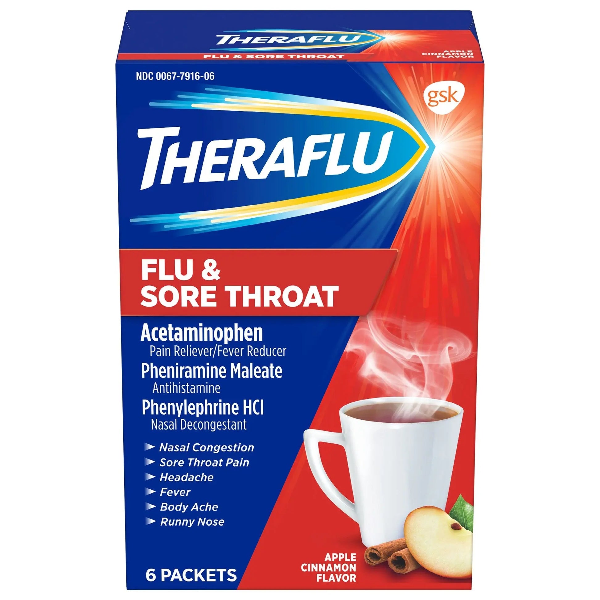 THERA FLU FLU SORE/THROAT APPLE CINN 6CT (PURPLE)
