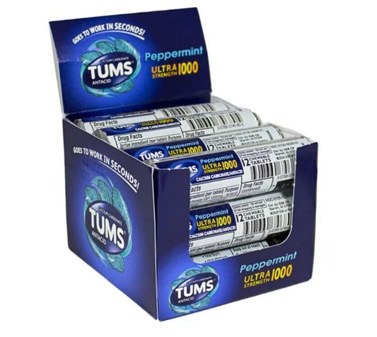 TUMS ULTRA STRENGTH 1000 PEPPERMINT 12 CT