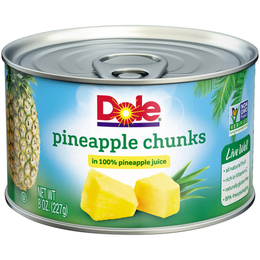 DOLE PINEAPPLE CHUNKS/JUICE 6/8OZ